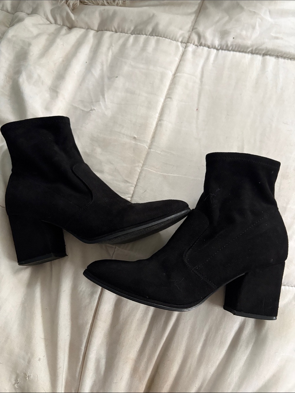 Marc Fisher Black Suede Block Heel Booties